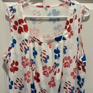Patriotic Paw Print Square Neckline Tank Top